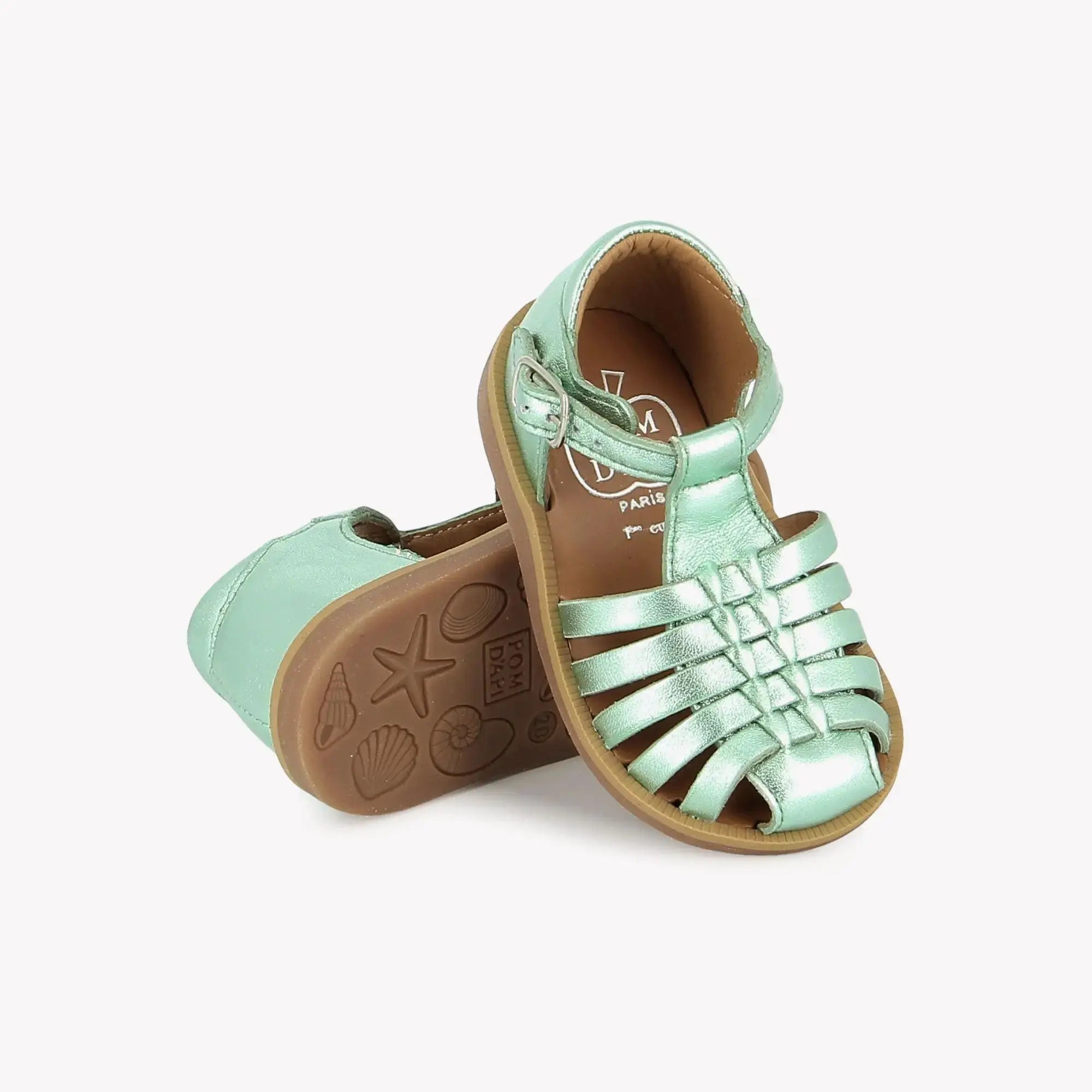 pom-d-api-poppy-pitti-sandale-premiers-pas-fille-vert-d-eau image 2