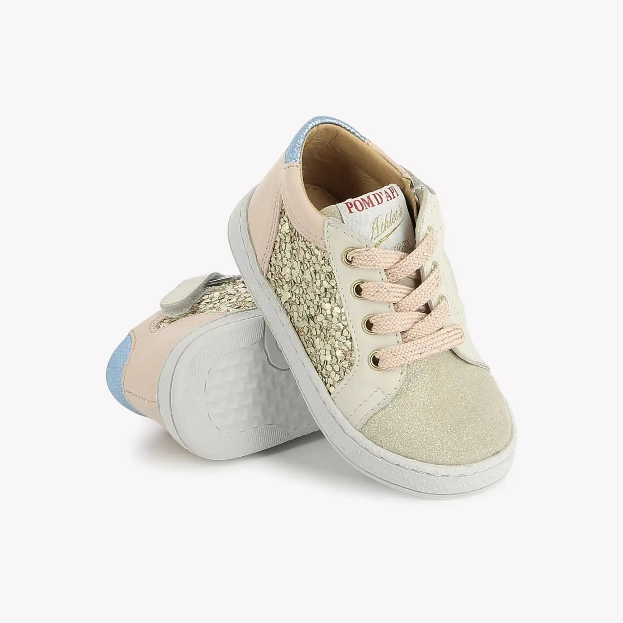 pom-d-api-mousse-zip-top-basket-fille-velours-glitter-crema-or image 2