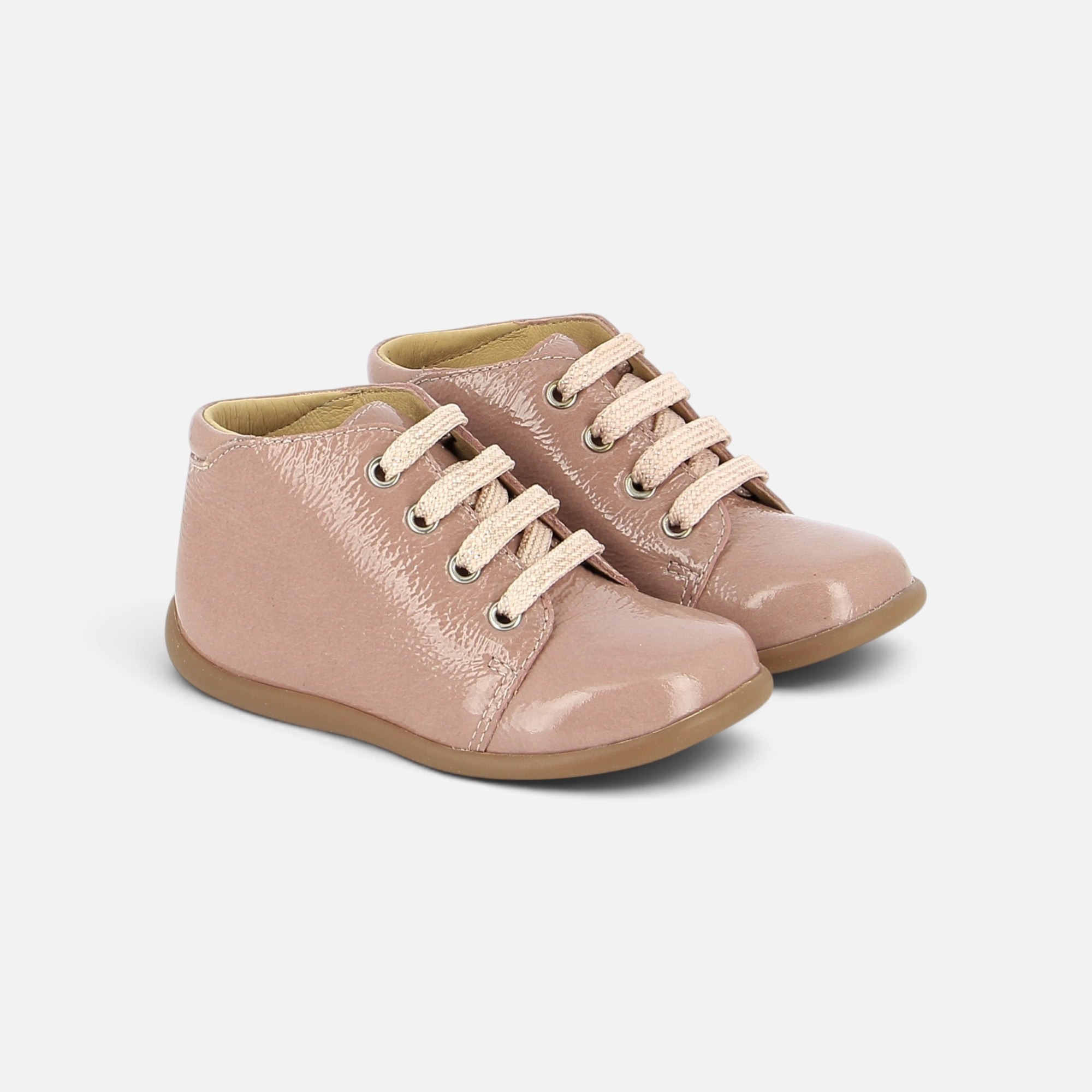 pom-d-api-stand-up-bottine-vernis-wrinkle-pink-bottine-premiers-pas-fille image 1