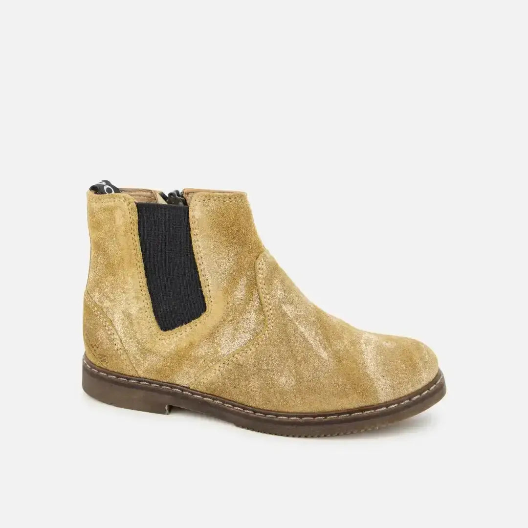 pom-d-api-city-jodzip-bottine-enfant-cuir-velours-paillet-biscuit image 1